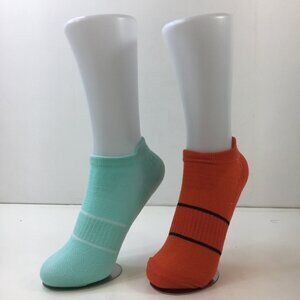 Womens Ankle Socks Set 2 Stripes Blue Orange White Black